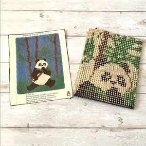 Latch Hook Pre Printed Canvas Rug Wall Hanging 20in x 27in Panda Bear & Tree